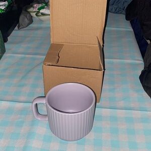 Lilac Ribbed Ceramic Mug with Comfortable Handle